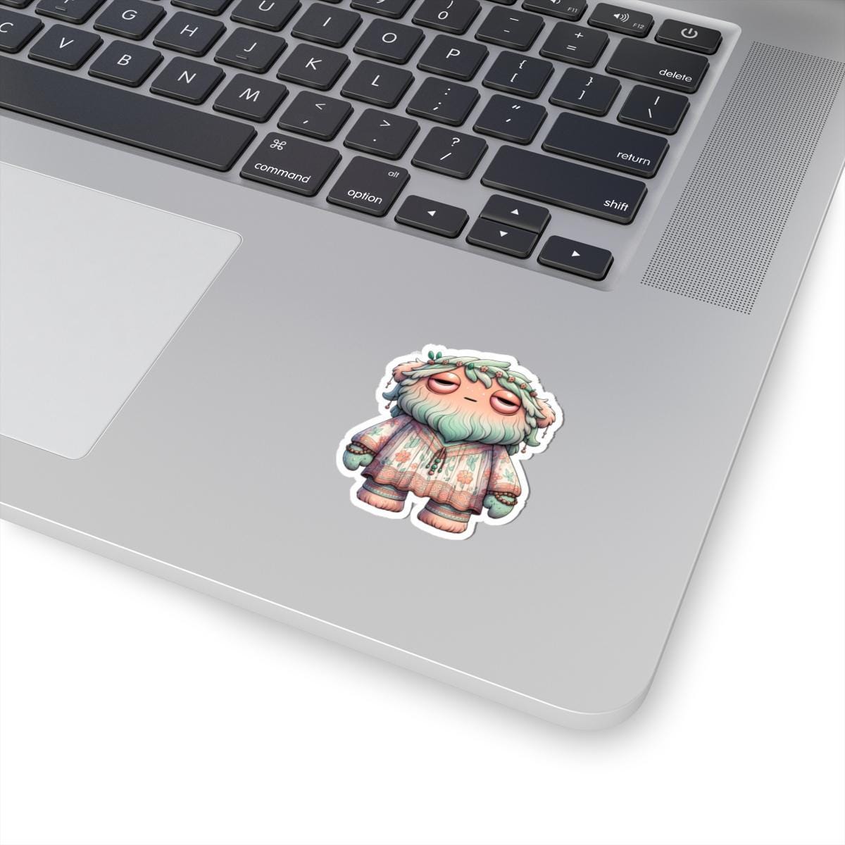 Floral Boho Monster Sticker: Pastel Hippie Character Art
